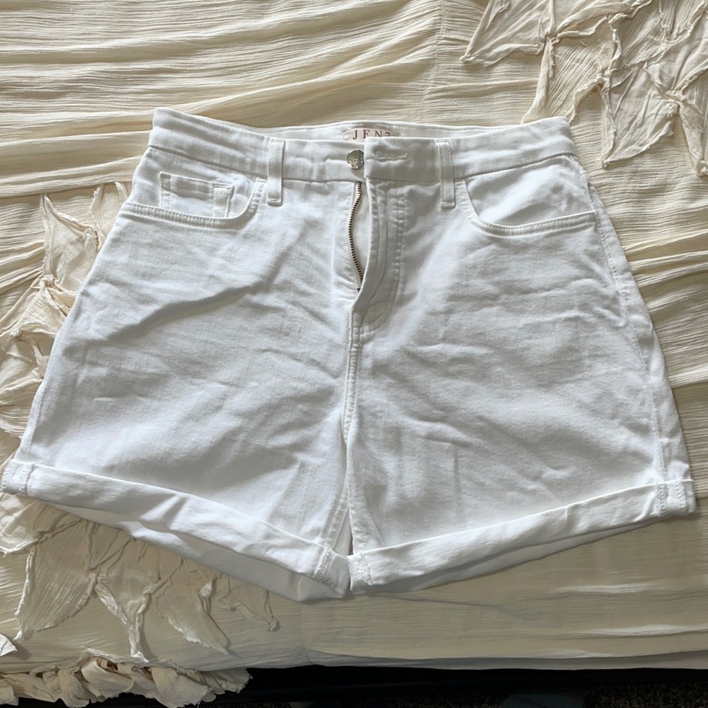 7 for All Mankind High Waisted White Denim Shorts